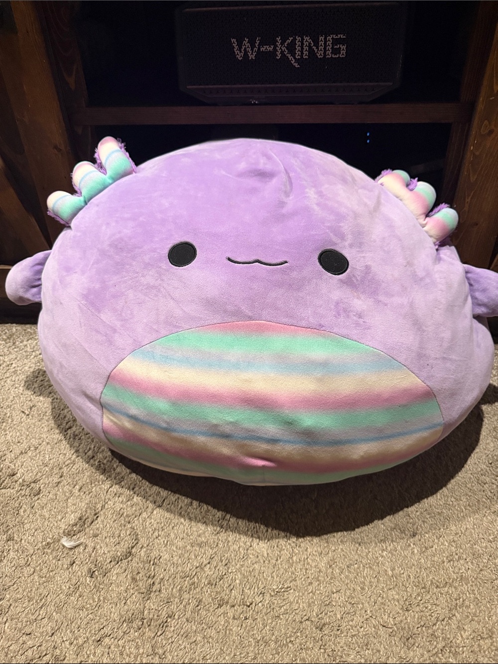 Squishmallows Purple Axolotl with Pastel Rainbow Belly